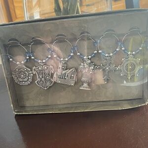 Silver Wine Glass Charms Set